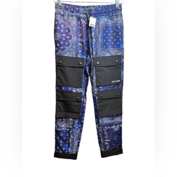 NWT EPTM Men’s The Perfect Example Blue Black Bandana Pants - Size Medium/32 - Picture 1 of 8